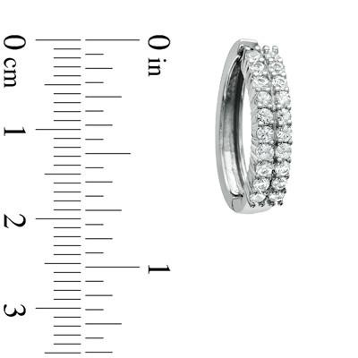 Two Row White Sapphire Hoops in Sterling Silver