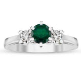 Emerald Diamond Three Stone Ring