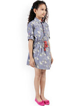 Branyork Blue Printed Shirt Dress